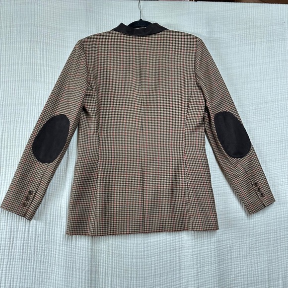 VTG Casual Corner Wool Houndstooth Blazer Women Size 8 Elbow patches Equestrian - Picture 6 of 11